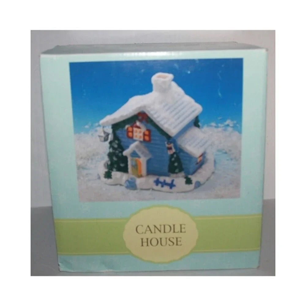 2002 Target Blue Ceramic Candle House Candle Holder